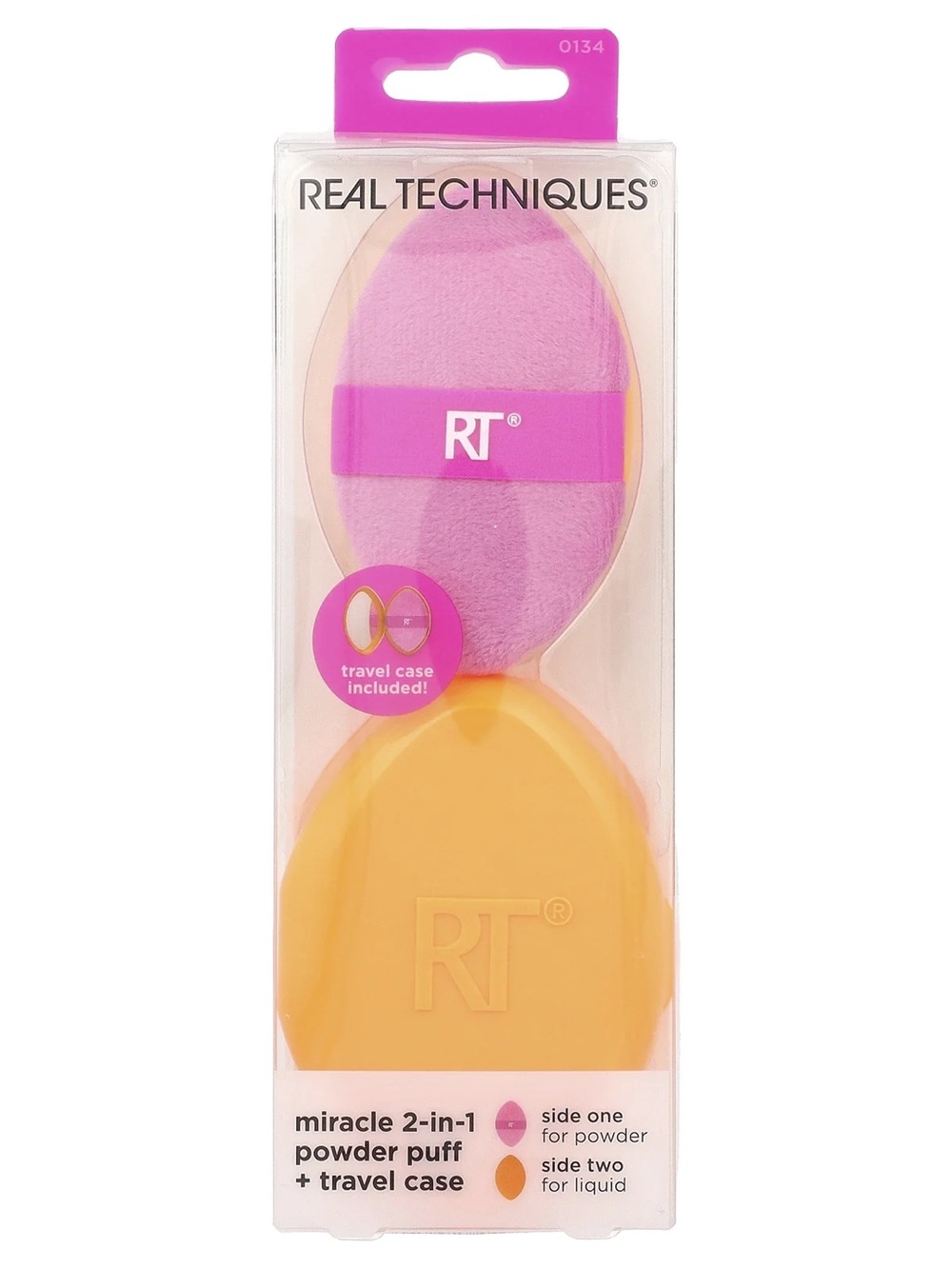 Real Techniques Dual-Texture Powder Puff Set with Travel Case